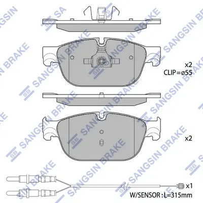 Колодки гальмівні передні Citroen C4 II (B7), C5 III (RD), C6 (TD), DS4, DS5, Peugeot 308, 407, 508 HI-Q Hi-Q (SANGSIN) SP1828 (фото 1)