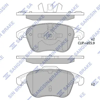 Колодки гальмівні передні Citroen C4 II (B7) (09-), DS4 (11-), Peugeot 208, 307, 308, 3008 HI-Q Hi-Q (SANGSIN) SP1830A (фото 1)