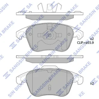 Колодки тормозные передние Citroen C4 II (B7) (09-), DS4 (11-), Peugeot 208, 307 Hi-Q (SANGSIN) SP1830A