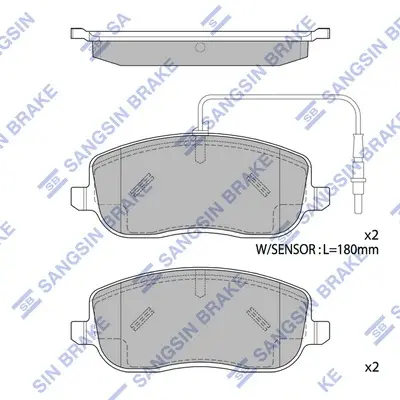 Колодки гальмівні передні Citroen C8 (02-), Fiat Ulysse (06-), Peugeot Expert (224) (02-) HI-Q Hi-Q (SANGSIN) SP1852 (фото 1)
