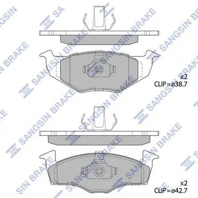 Колодки гальмівні передні Skoda Fabia (07-), VW Fox (05-), Polo (-99) HI-Q Hi-Q (SANGSIN) SP1857 (фото 1)