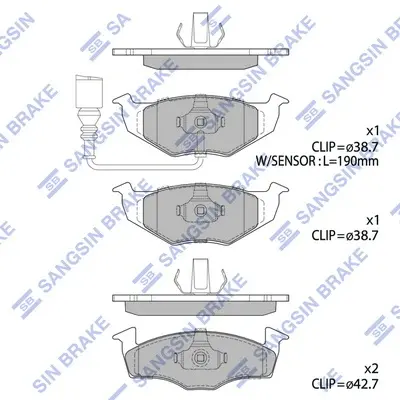 Колодки гальмівні передні Skoda Fabia (10-), Roomster (07-), VW Polo (9N) (02-) HI-Q Hi-Q (SANGSIN) SP1857A (фото 1)