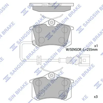 Колодки гальмівні задні (дискові) Seat Ibiza (02-), Skoda Fabia (-06), VW Polo (9N) (05-) HI-Q Hi-Q (SANGSIN) SP1870 (фото 1)