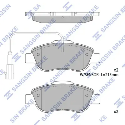 Колодки гальмівні передні Fiat 500 (312) (07-), Ford KA (08-) HI-Q Hi-Q (SANGSIN) SP1873 (фото 1)