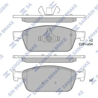 Колодки гальмівні передні Ford Focus III (14-), Kuga II (DM2) (13-), Transit Connect (13-) HI-Q Hi-Q (SANGSIN) SP1886 (фото 1)