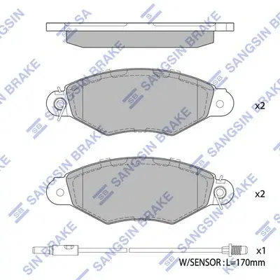 Колодки гальмівні передні Renault Kangoo (97-) HI-Q Hi-Q (SANGSIN) SP1891 (фото 1)