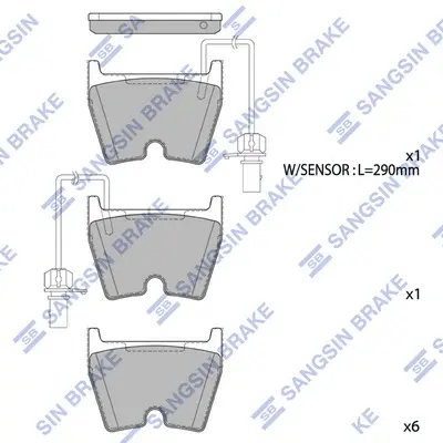 Колодки гальмівні передні Audi A4 (05-), A5 (11-), A6 (02-) HI-Q Hi-Q (SANGSIN) SP1933 (фото 1)