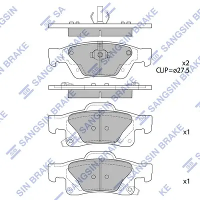 Колодки гальмівні задні Dodge Durango (-20), Jeep Grand Cherokee IV (WK,WK2) (11-) HI-Q Hi-Q (SANGSIN) SP1946 (фото 1)