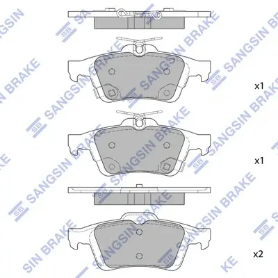 Колодки гальмівні задні (дискові) Ford C-MAX II EcoBoost (12-), Ford Focus III (12-), Volvo C30 (06-) HI-Q Hi-Q (SANGSIN) SP1947 (фото 1)