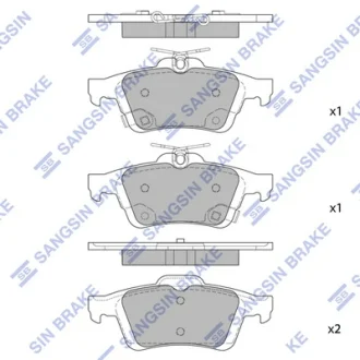 Колодки гальмівні задні (дискові) Ford C-MAX II EcoBoost (12-), Ford Focus III (12-), Volvo C30 (06-)  HI-Q Hi-Q (SANGSIN) SP1947