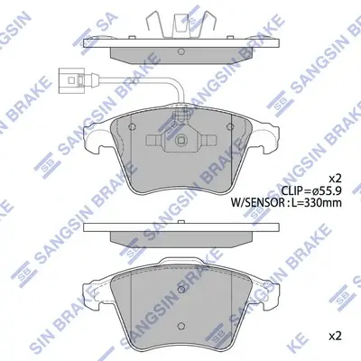 Колодки гальмівні передні VW Touareg (7LA,7L6,7L7) (-10) (Disc Size:308mm) HI-Q Hi-Q (SANGSIN) SP1977 (фото 1)