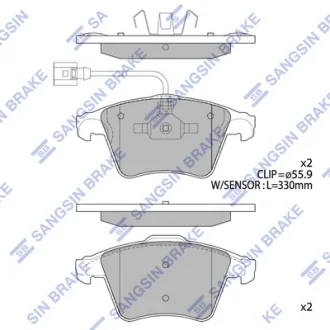 Колодки гальмівні передні VW Touareg (7LA,7L6,7L7) (-10) (Disc Size:308mm) HI-Q Hi-Q (SANGSIN) SP1977