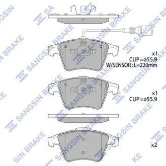 Колодки тормозные передние VW Multivan V 16inch (09-) Hi-Q (SANGSIN) SP1979