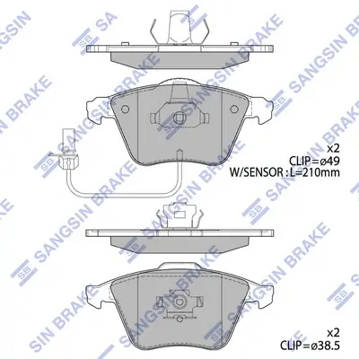 Колодки гальмівні передні Audi A4 (05-) (SP2112-F) HI-Q Hi-Q (SANGSIN) SP2112F (фото 1)