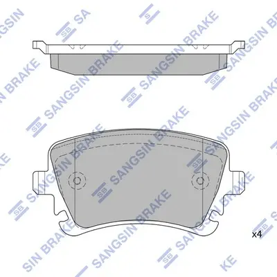 Колодки гальмівні задні (дискові) Audi A4 (05-) (SP2112R) HI-Q Hi-Q (SANGSIN) SP2112-R (фото 1)