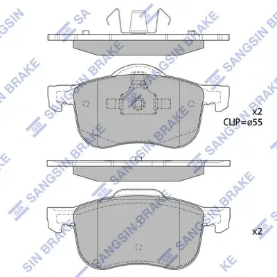 Колодки гальмівні передні Volvo S60 (-10), S80 (-06), V70 (05-) HI-Q Hi-Q (SANGSIN) SP2122 (фото 1)