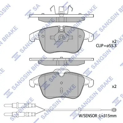 Колодки гальмівні передні Citroen C5 III (08-), Peugeot 407 (08-) HI-Q Hi-Q (SANGSIN) SP2207A (фото 1)
