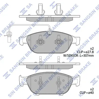 Колодки тормозные передние Audi A5, A6, A7, A8 (12-) Hi-Q (SANGSIN) SP2316 (фото 1)