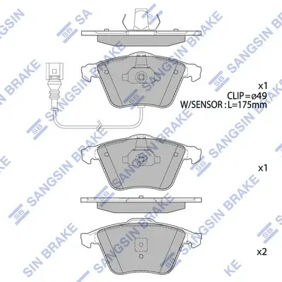 Колодки гальмівні передні Audi A3 (P81) (07-), Audi TT (8J3) (08-) HI-Q Hi-Q (SANGSIN) SP2446 (фото 1)