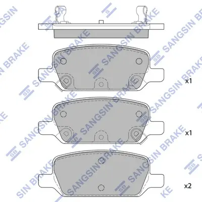 Колодки тормозные задние Tesla MODEL 3 (17-) Hi-Q (SANGSIN) SP2825 (фото 1)