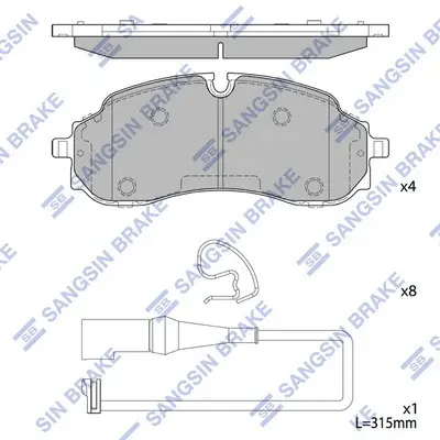 Колодки гальмівні передні Ford Transit 150, 250, 350, E-Transit (22-) HI-Q Hi-Q (SANGSIN) SP4105 (фото 1)