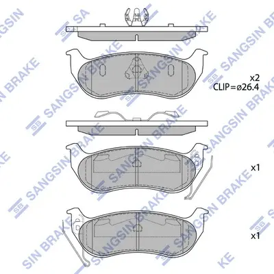 Колодки тормозные задние Jeep Wrangler (05-), Cherokee (-08), Rubicon (TJ) (-07) Hi-Q (SANGSIN) SP4167 (фото 1)