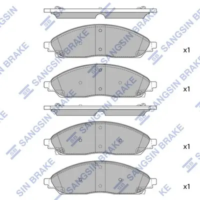 Колодки тормозные передние Jeep Grand Cherokee (22-), Chrysler Pacifica (20-) Hi-Q (SANGSIN) SP4196 (фото 1)