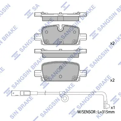Колодки тормозные задние Chevrolet Tahoe (22-), GMC Yukon (22-), Cadillac Escala Hi-Q (SANGSIN) SP4395 (фото 1)