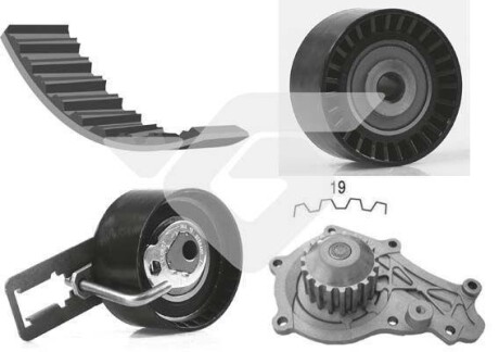 Комплект ГРМ с помпой Citroen Berlingo (08-18), C-Elysee (12-), C3 (09-16) HUTCHINSON KH450WP64