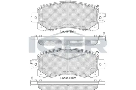 Колодки гальмівні (передні) Subaru Impreza/Outback/XV 17- ICER 182313