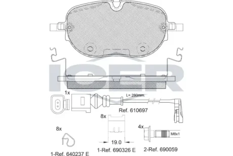 Колодки гальмівні (передні) VW ID.3 19- (+датчик) ICER 182390
