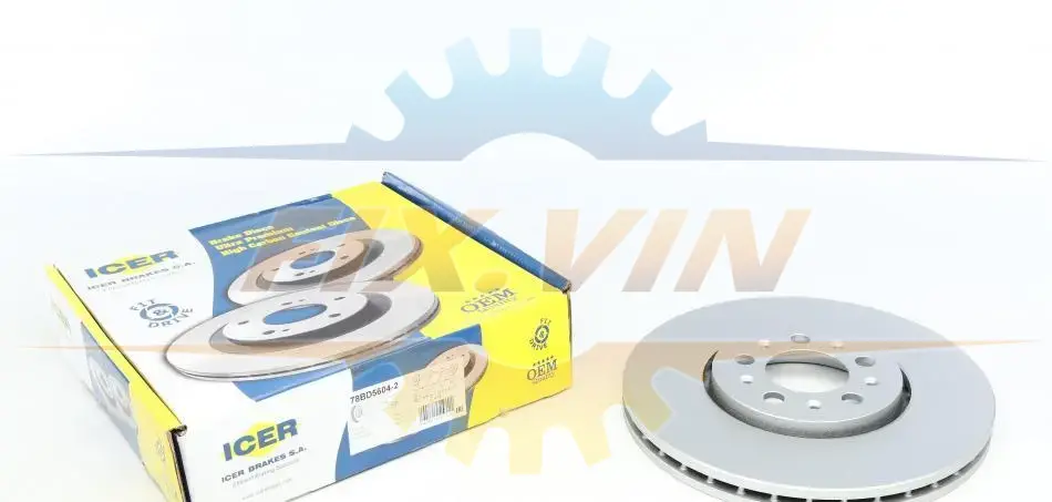 Диск гальмівний (передній) Skoda Fabia/Octavia 96-14/Roomster 06-15/VW Golf (287.6x25)(з покр.)(вент) ICER 78BD5604-2 (фото 1)