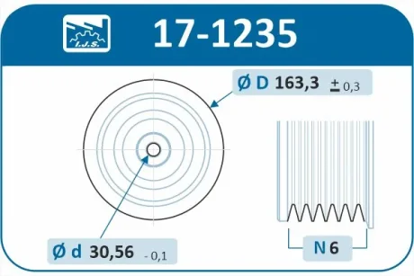 Шків колінвалу Opel Astra H/Vectra C/Zafira B 1.9CDTI 04- IJS GROUP 17-1235