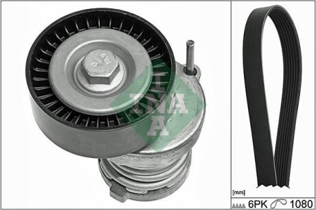 Комплект ременя генератора Audi A2/Seat Ibiza/Skoda Fabia/VW Golf/Polo 1.4/1.6/1.6FSI 97- (6PK 1078) INA 529 0103 10 (фото 1)