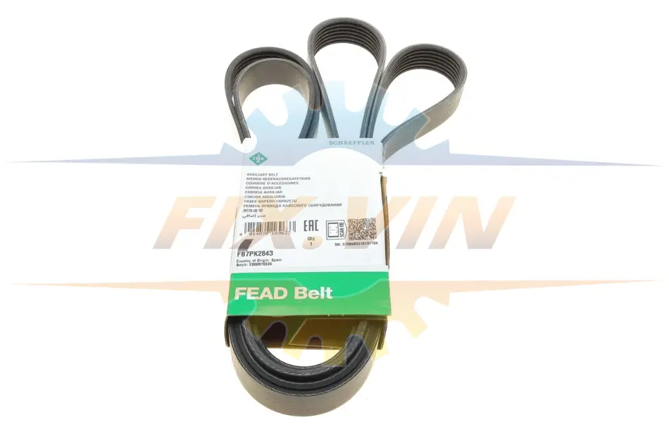 Ремінь генератора Ford Transit 2.4 TDCi 06- (7PK2843) INA FB 7PK2843 (фото 1)