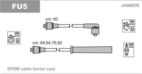 В/в провода (каучук) Ford Cortina 1.6 2.0 77-82, Sierra 1,6 Ohc Janmor FU5