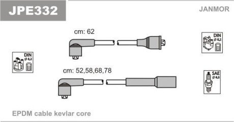 Дроти високої напруги Nissan Micra 1,0/1,2 85-92 Janmor JPE332