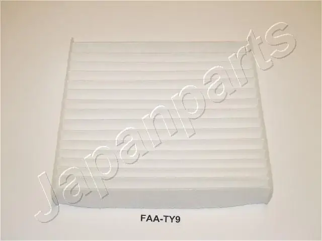 Фильтр салона 213x193x30 Toyota Auris, Avalon, Avensis, Camry 40,50,70, Corolla E14,E15,E18, Rav 4, Fortuner, Highlander, Kluger, LC, Previa, Yaris. Lexus CT,ES,GS,GX,LS,LX,NX,RX. Subaru Legasy, Outback. Range Rover. Jaguar JAPANPARTS FAATY9 (фото 1)