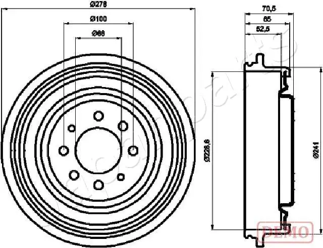 Гальмівний барабан RENAULT Kangoo JAPANPARTS TA0703C (фото 1)