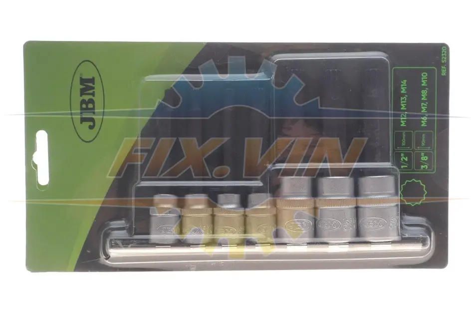 Набір головок 1/2", 3/8" зі вставками XZN 7 од. JBM 52320 (фото 1)