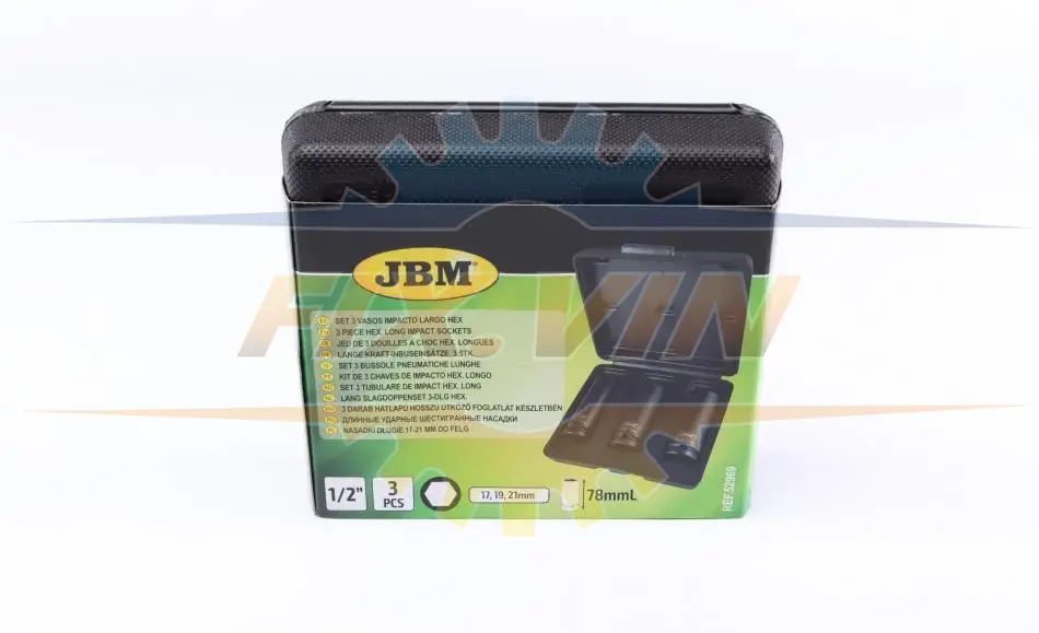 Набір ударних головок 1/2" 17-19-21 мм Long 78 мм JBM 52969 (фото 1)
