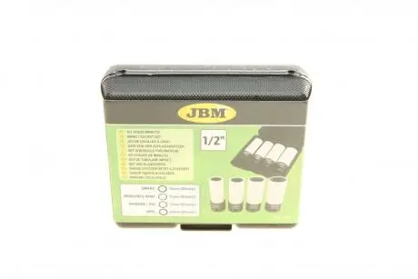 Набір ударних головок 1/2" для шиномонтажу 15-17-21-22 мм JBM 53587