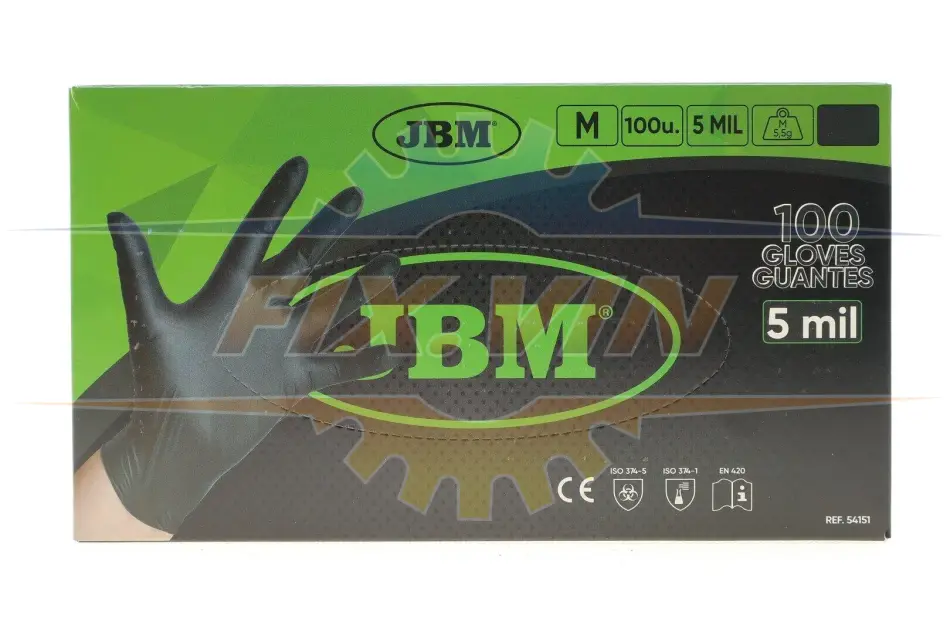 Рукавиці нітрилові (M) 100шт (5mil) (чорні) JBM 54151 (фото 1)