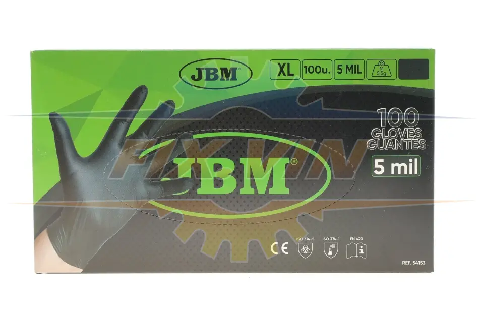 Рукавиці нітрилові (XL) 100шт (5mil) (чорні) JBM 54153 (фото 1)
