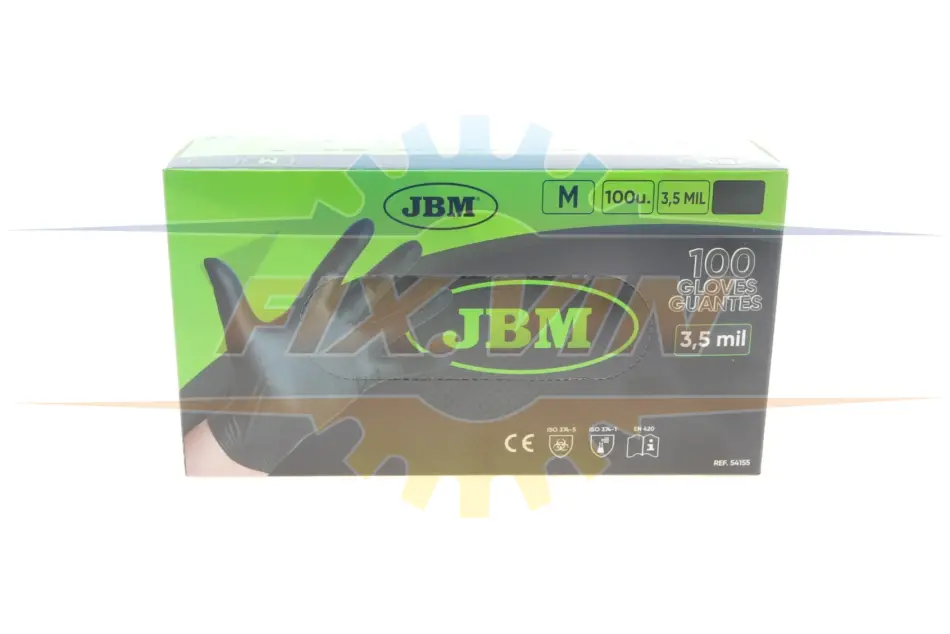 Рукавиці нітрилові (M) 100шт (3.5mil) (чорні) JBM 54155 (фото 1)