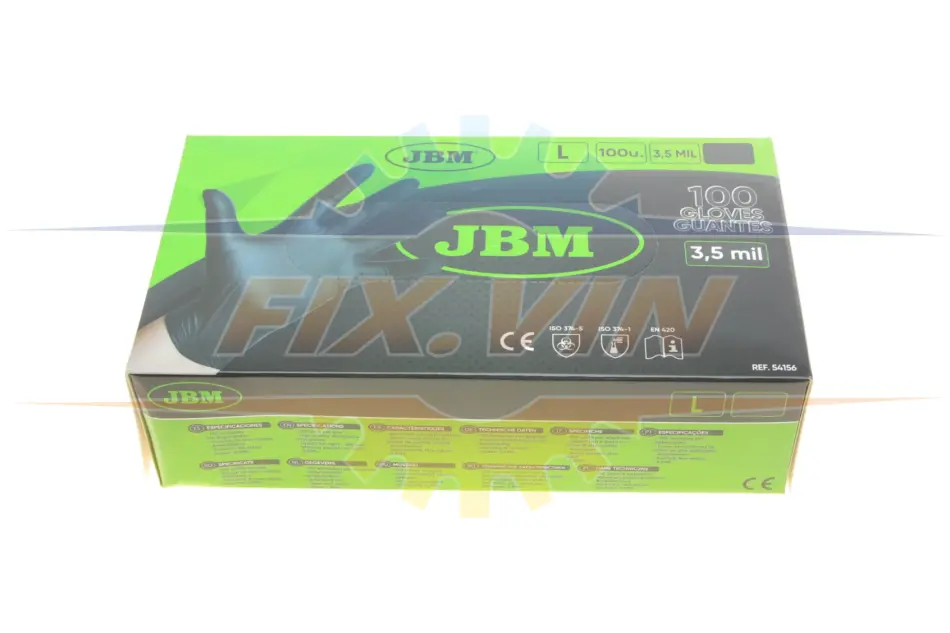 Рукавиці нітрилові (L) 100шт (3.5mil) (чорні) JBM 54156 (фото 1)