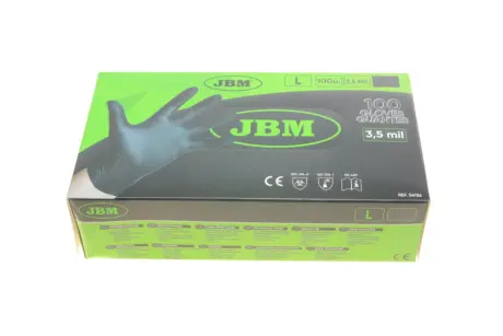 Рукавиці нітрилові (L) 100шт (3.5mil) (чорні) JBM 54156