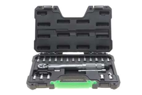 Ключ динамометричний 1/4" 2-25 Нм 270 мм + головки зі вставкою 20 од. JBM 54269