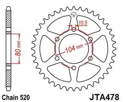 Зірка MOTO JT SPROCKETS 110-462-46 (фото 1)
