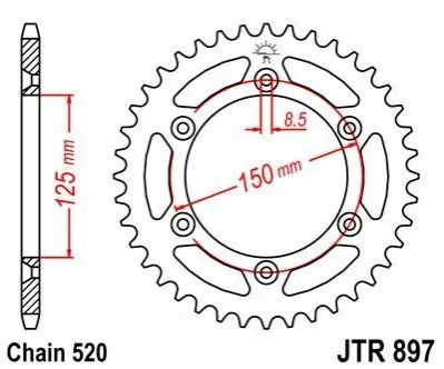 Зірка MOTO JT SPROCKETS 115-464-52 (фото 1)